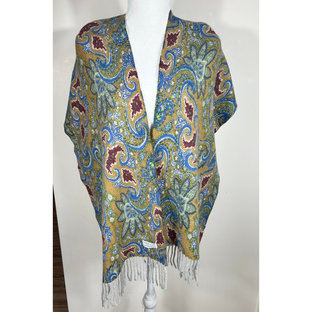 Amicale 100% Cashmere Scarf Paisley Fringe Wrap Shawl Luxe Soft Layering Chic